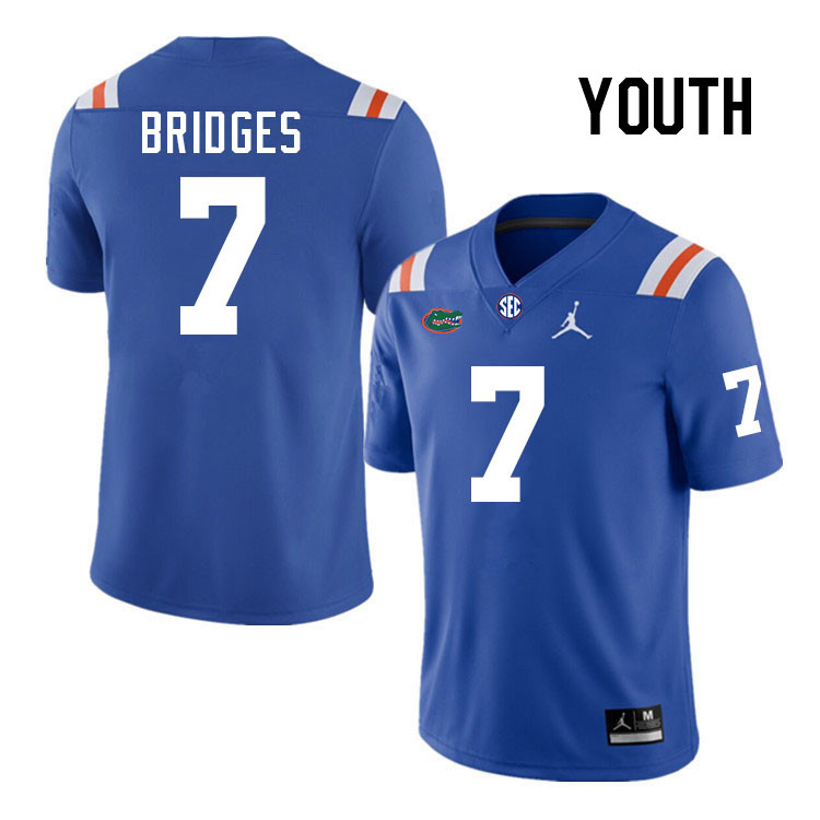 Youth #7 Trikweze Bridges Florida Gators College Football Jerseys Stitched-Throwback